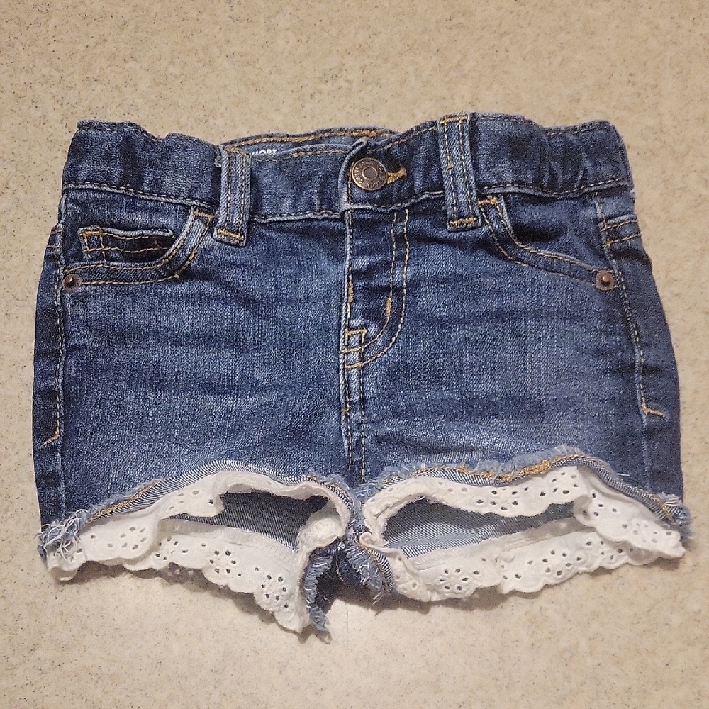 Cat & Jack Blue and White Frayed Hem Shorts